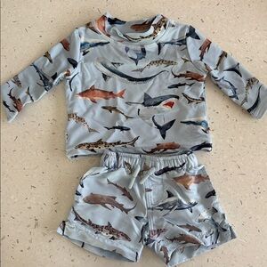 Posh Peanut Shark Print Bathing Suit Sz 0-3 months